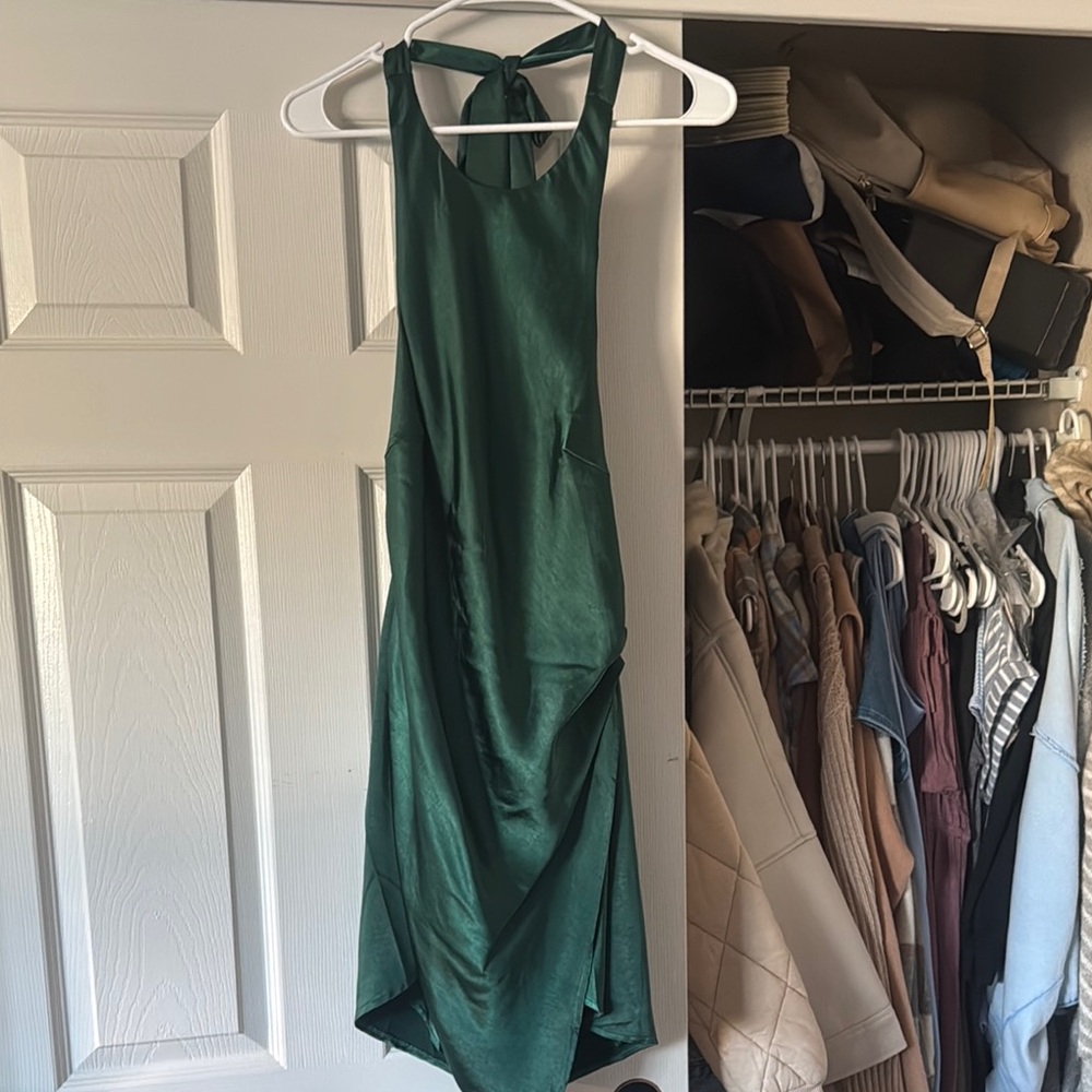 Elegant Green Halter Dress